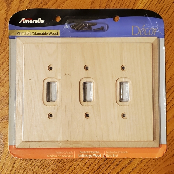 Amerelle Unfinished Wood Toggle Wall Plates 1 Duplex Outlet Covers - Picture 8 of 11